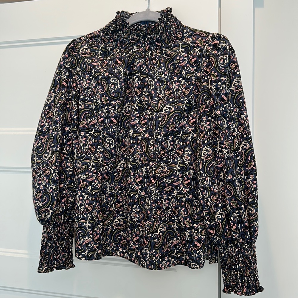 Veronica Beard Paisley Turtleneck Blouse